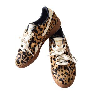 Reebok Woman's Club C Grounds UK Shoes 9 Leopard Print Calf Hair Sneakers NWOB